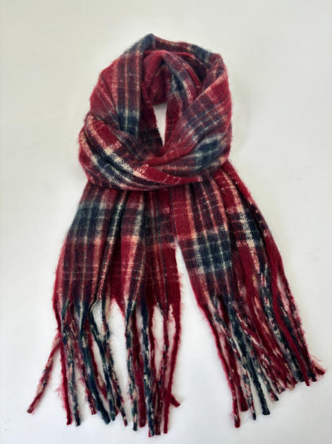Myk rutet tartan-skjerf i rød