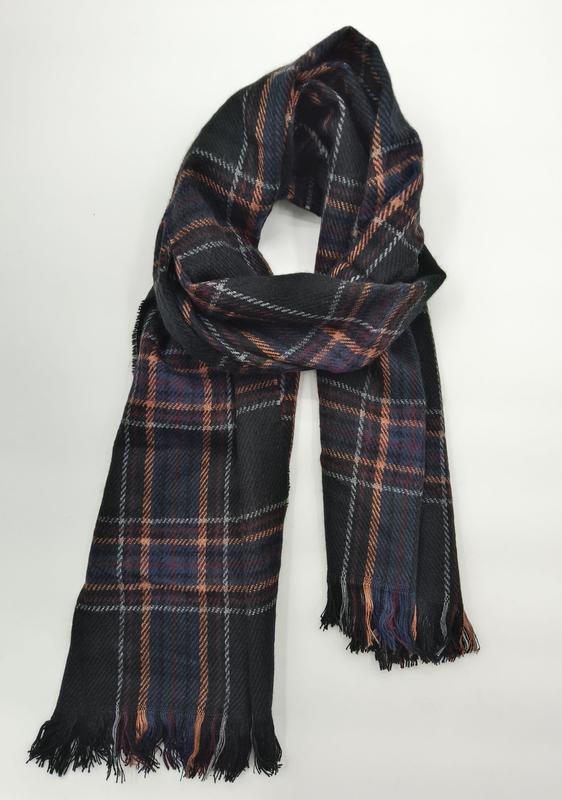 `Svart tartan rutete skjerf med oransje