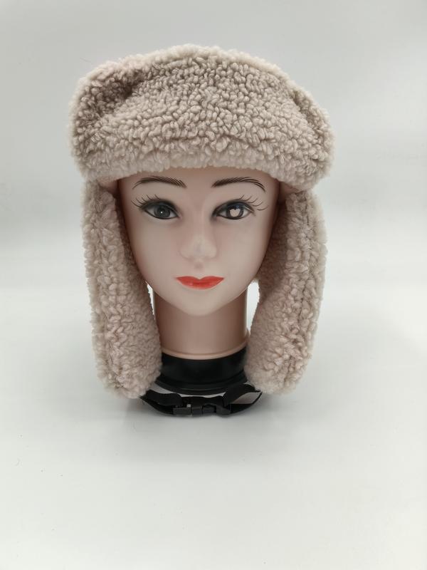 Beige sherpa fleece ushanka trapper-lue med øreflapper