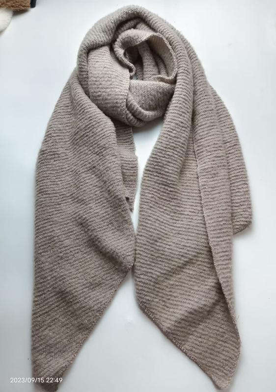 Beige taupe ribbet strikket oversized skjerf i grossiststørrelse