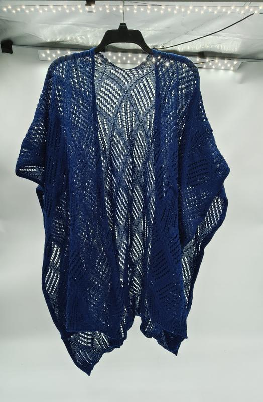 Marineblå kimono-cardigan med åpen front